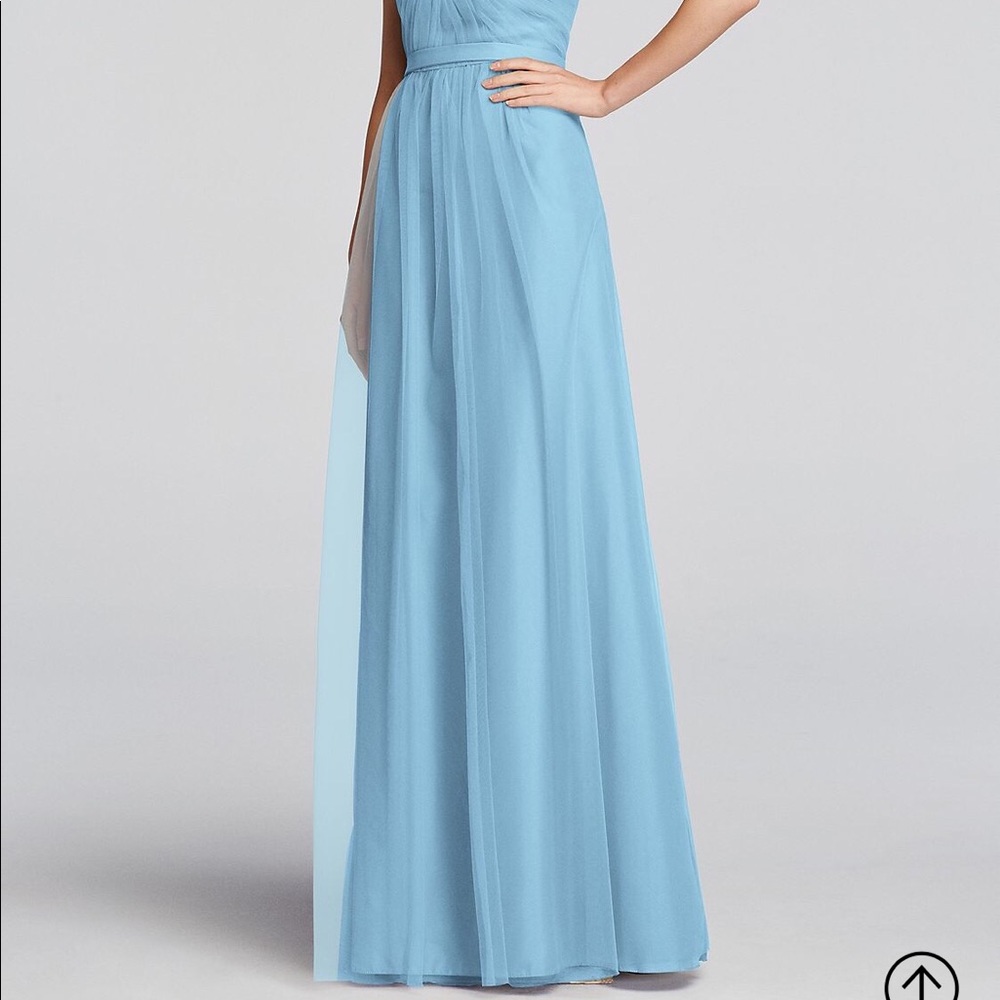 David’s bridal light blue long braid maid dress. - Picture 2 of 6